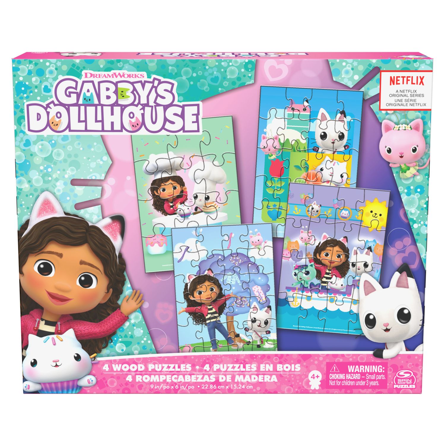 Gabby’s dollhouse 4 puzzle in legno, 4+ - GABBY'S DOLLHOUSE