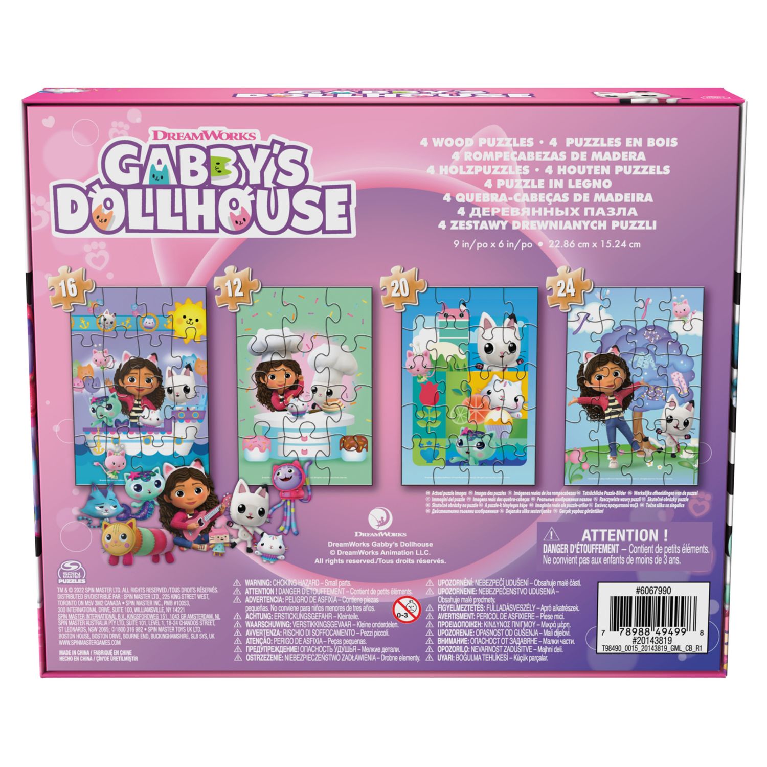 Gabby’s dollhouse 4 puzzle in legno, 4+ - GABBY'S DOLLHOUSE