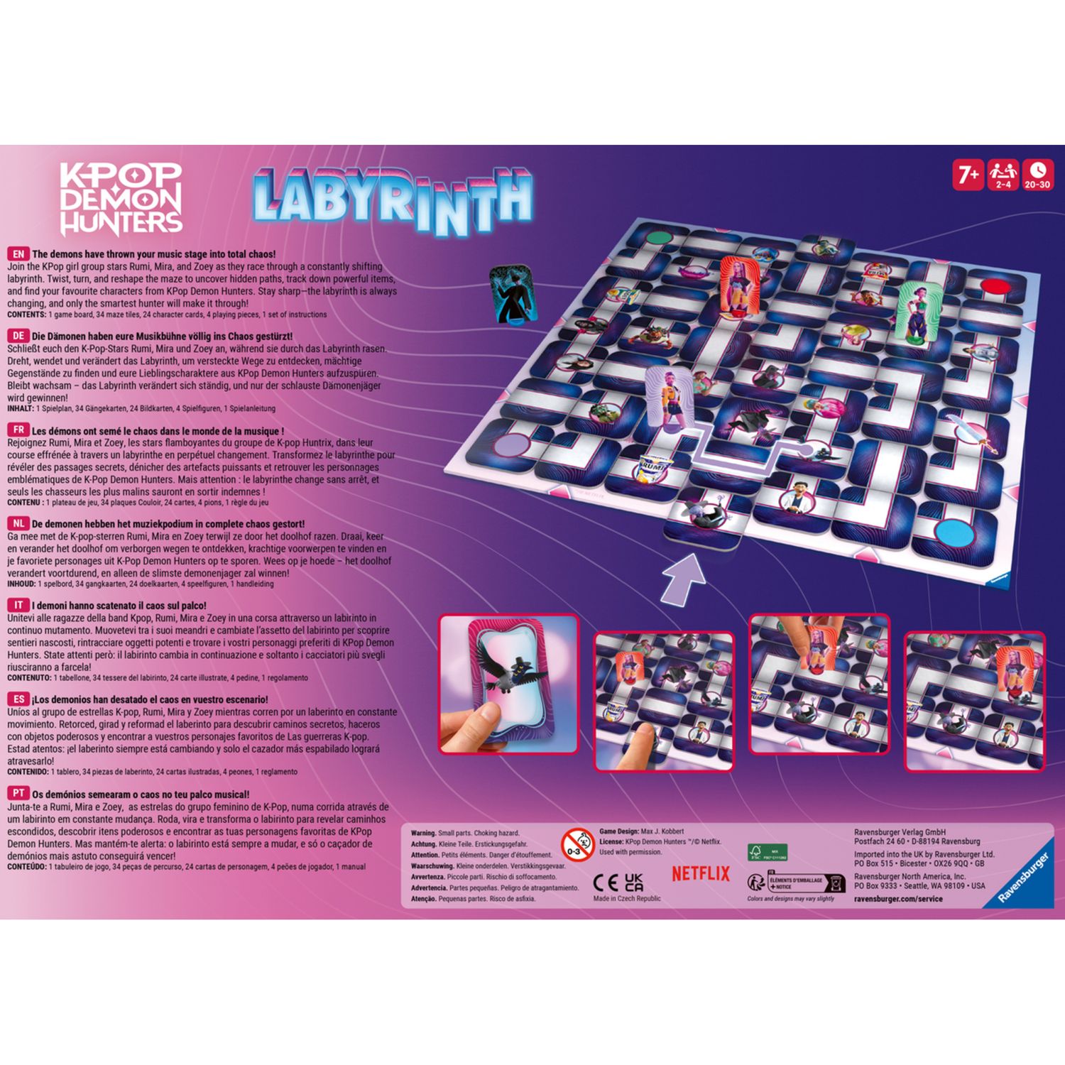 Ravensburger - labirinto k-pop demon hunters, gioco da tavolo per bambini e famiglie, 2-4 giocatori, +7 anni - NETLFIX, K-POP DEMON HUNTERS