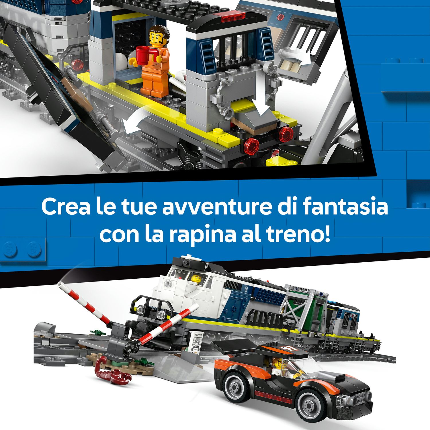 Lego city 60508 rapina al treno della polizia giocattolo, treno telecomandato con binario - LEGO CITY