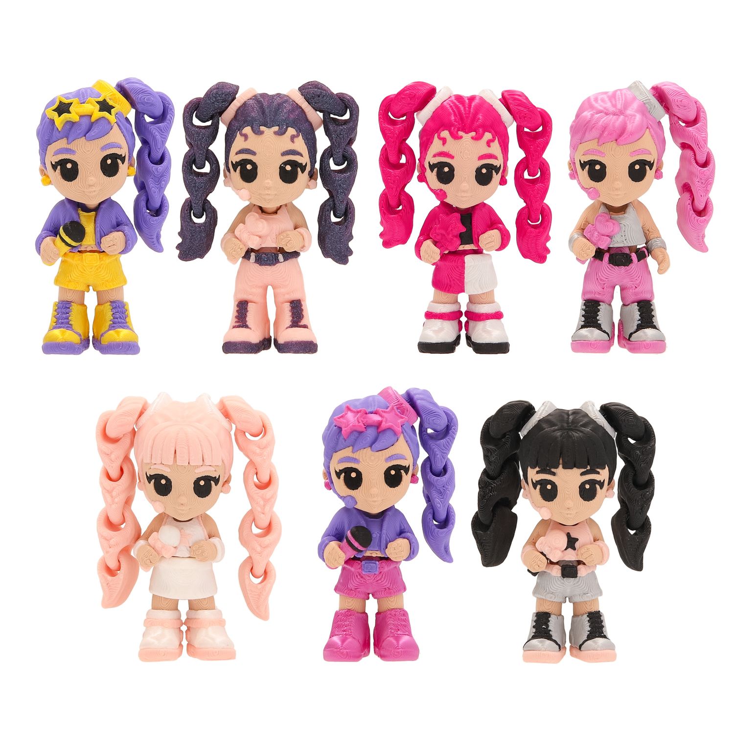 Palz 3d k-pop idol pack 3 – mini figure articolate mix & match con mini palco (6 da collezionare) - K-POP