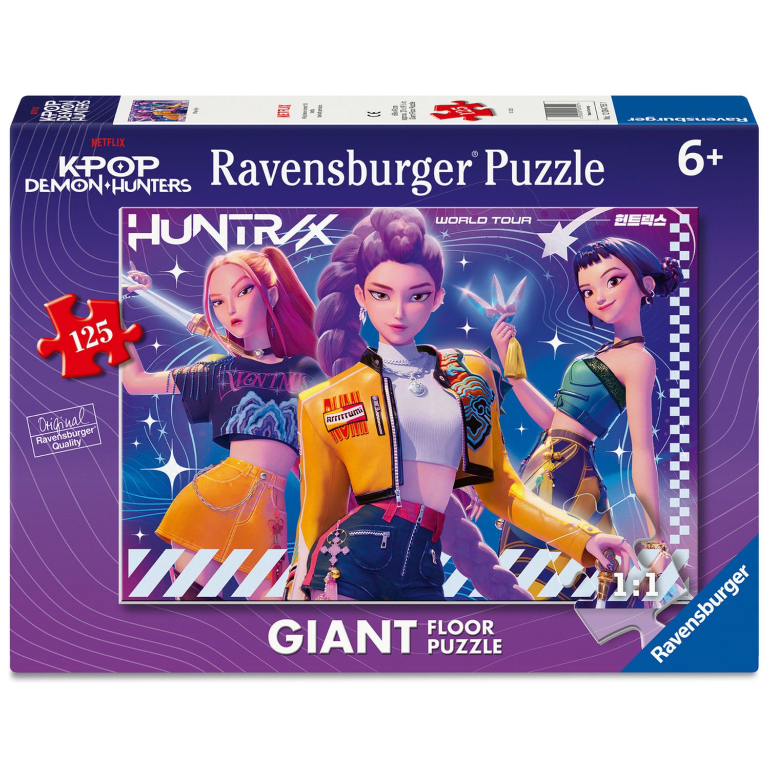 Ravensburger - puzzle 125 pezzi k-pop demon hunters, puzzle da pavimento 125 pezzi, 6 anni+ - NETLFIX, K-POP DEMON HUNTERS