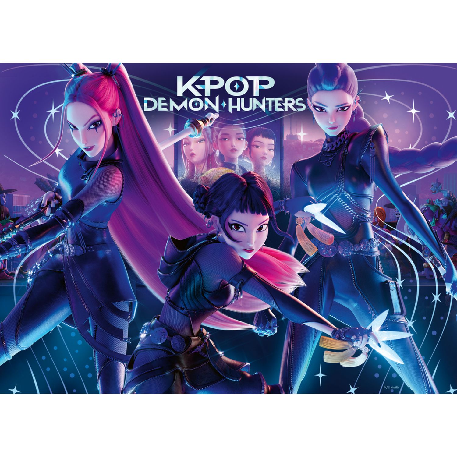 Ravensburger - puzzle k-pop demon hunters, 4 puzzle da 100 pezzi per bambini, 5 anni+ - NETLFIX, RAVENSBURGER, K-POP DEMON HUNTERS