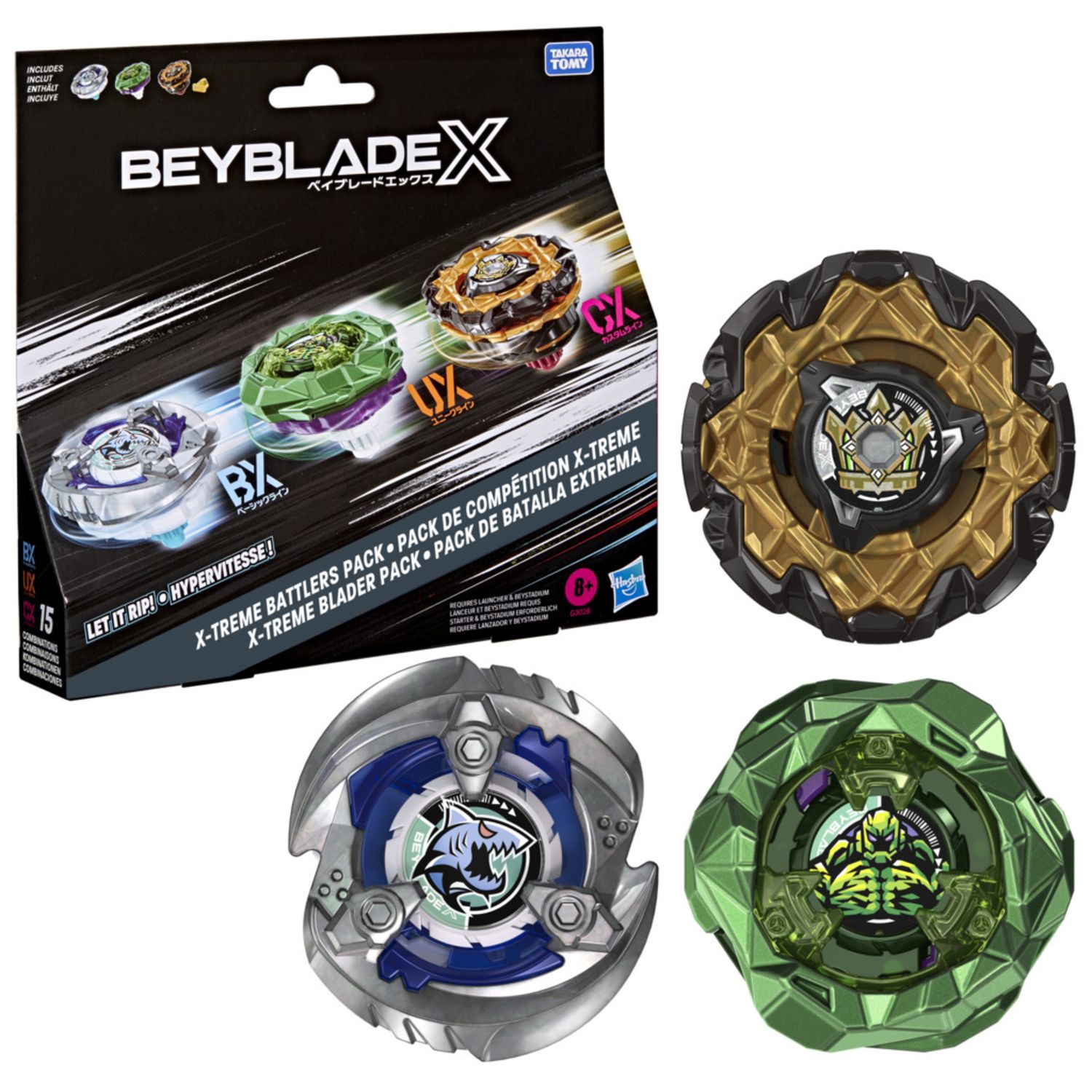 Beyblade x, set da combattimento x-treme, 3 trottole di takara tomy - BEYBLADE