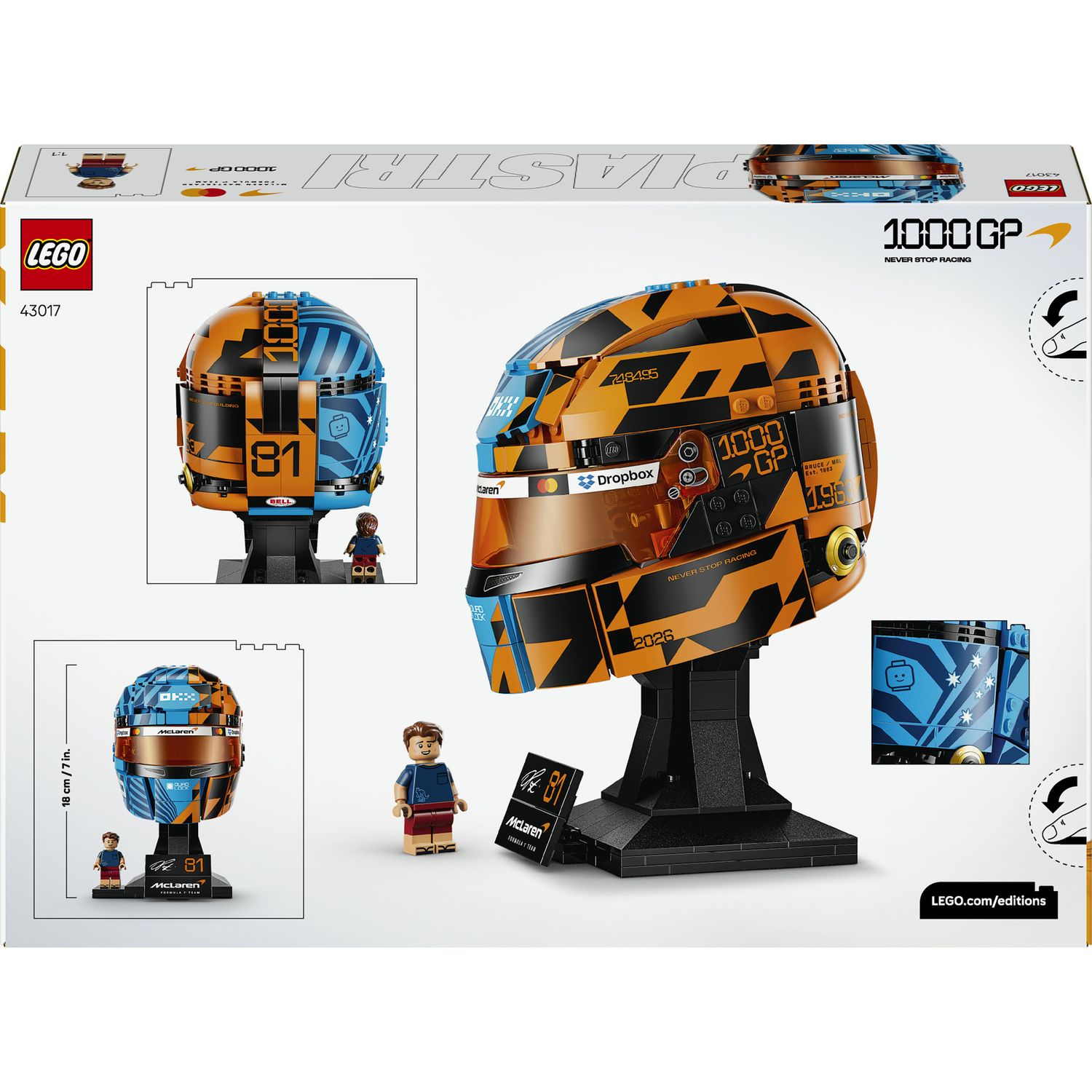Lego editions formula 1 casco di oscar piastri mclaren mastercard f1® team - 43017 - LEGO