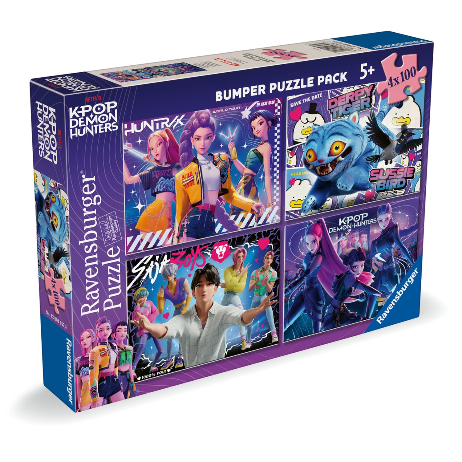 Ravensburger - puzzle k-pop demon hunters, 4 puzzle da 100 pezzi per bambini, 5 anni+ - NETLFIX, RAVENSBURGER, K-POP DEMON HUNTERS