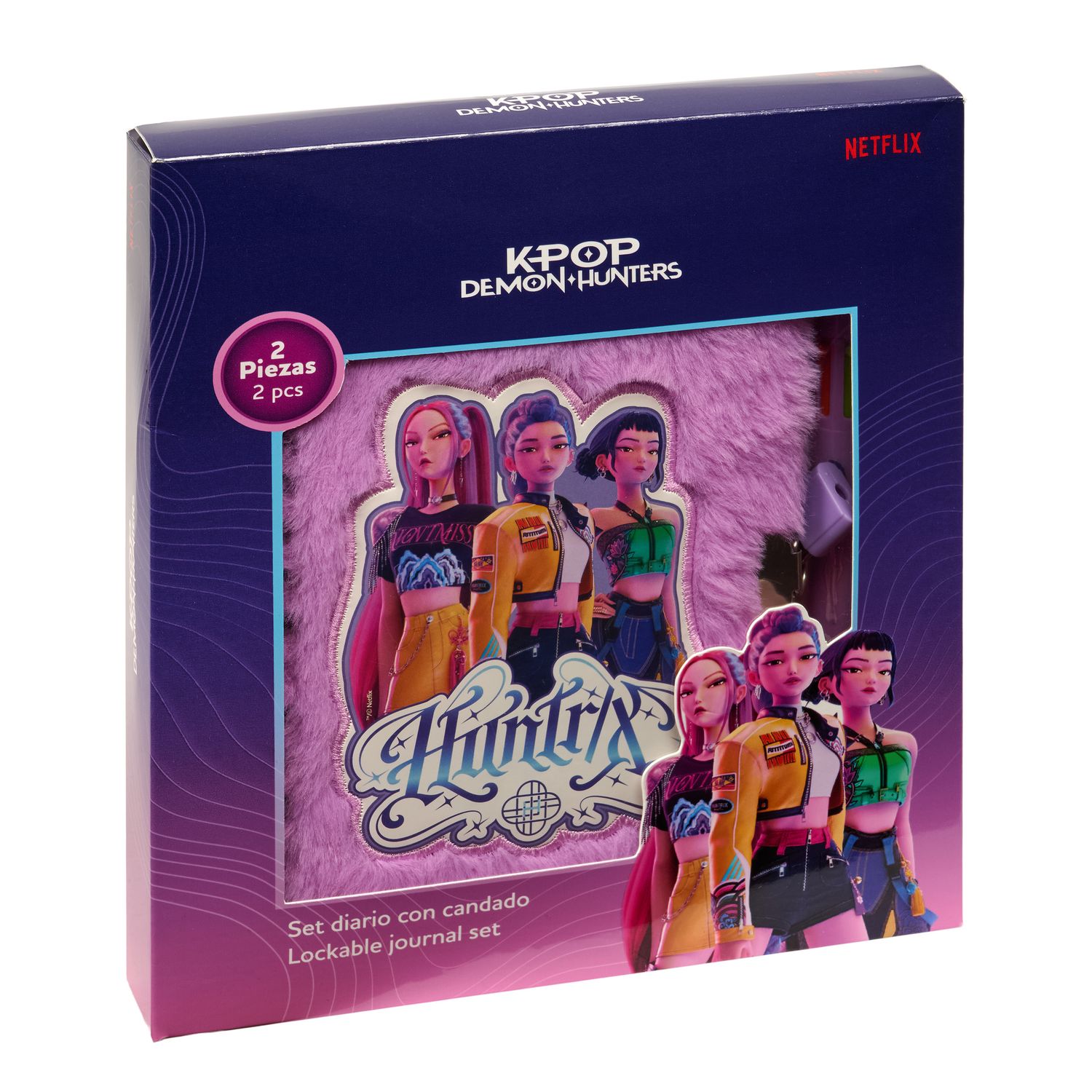 Diario con lucchetto + penna 10 colori k‑pop demon hunters ufficiale - K-POP DEMON HUNTERS