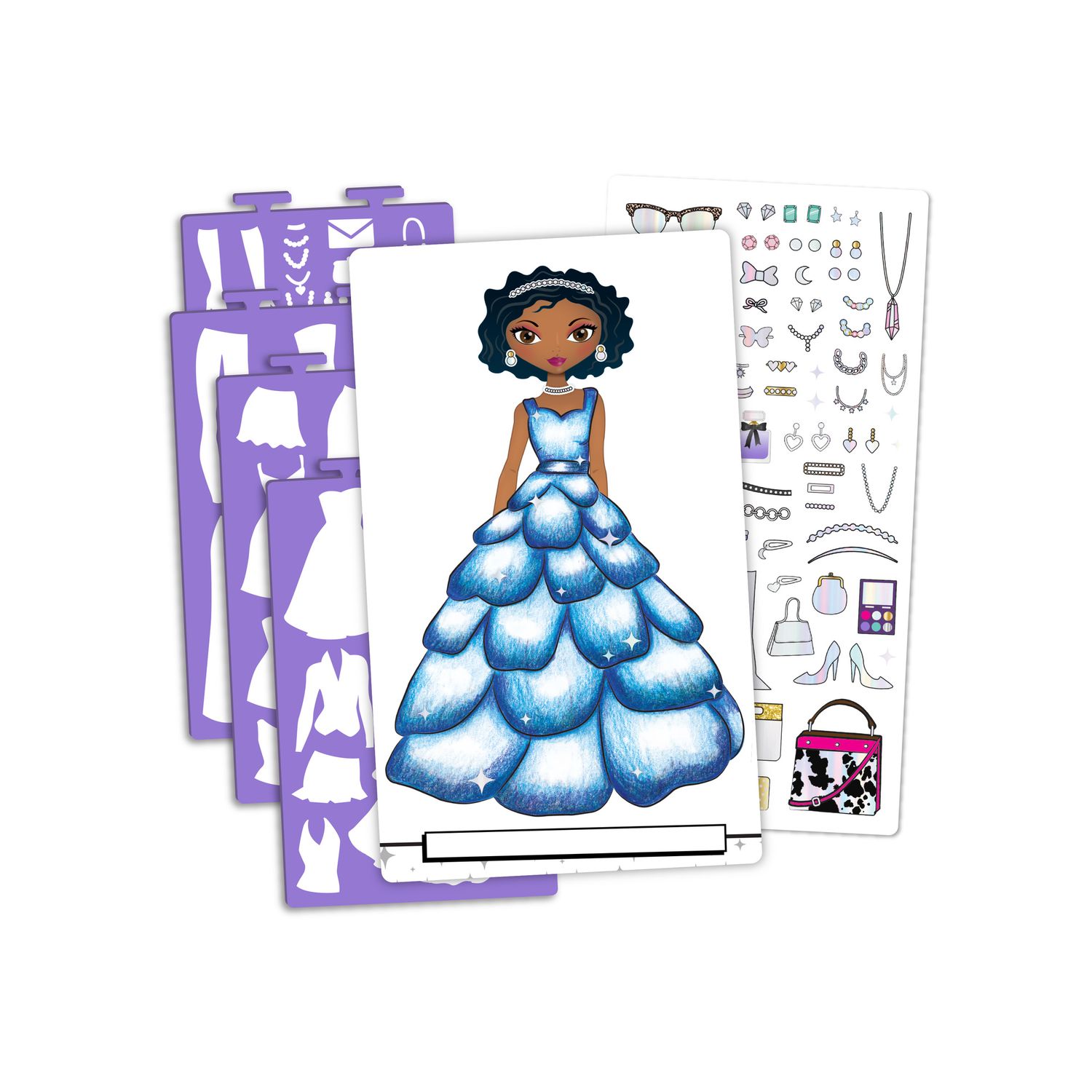 Crayola creations - set da disegno glam fashion, album 30 pagine con 4 stencil e 100+ adesivi - CRAYOLA