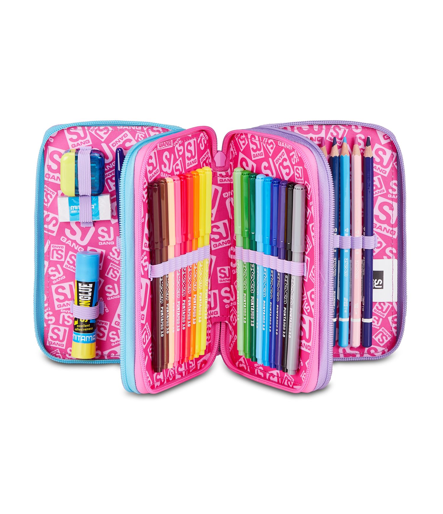 Astuccio 3 zip - led unicorn girl - SEVEN