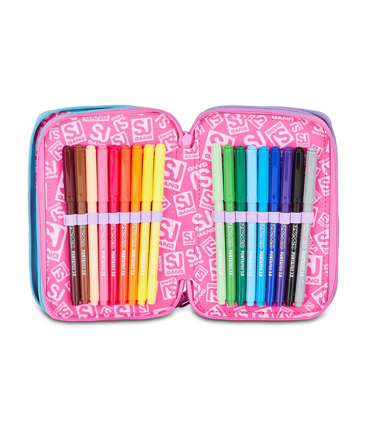 Astuccio 3 zip - led unicorn girl - SEVEN