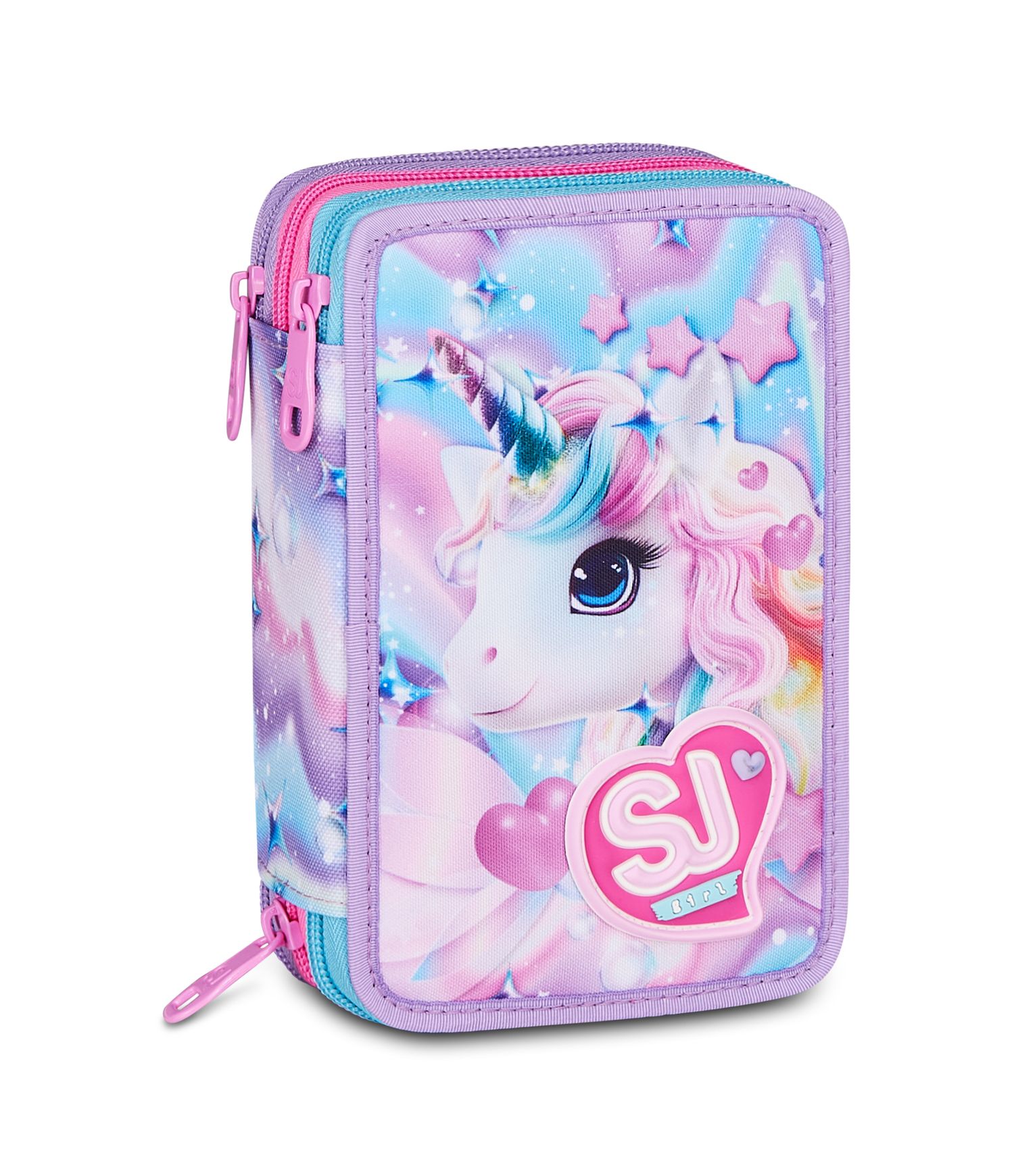 Astuccio 3 zip - led unicorn girl - SEVEN