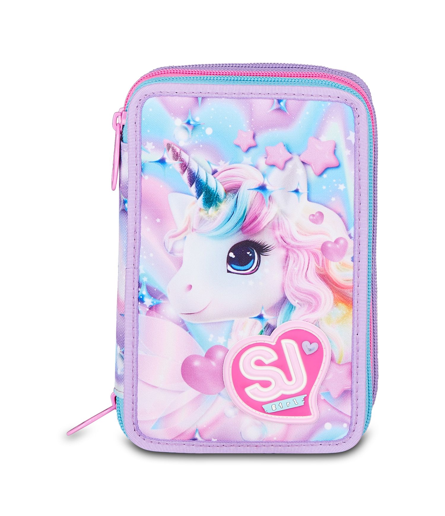 Astuccio 3 zip - led unicorn girl - SEVEN