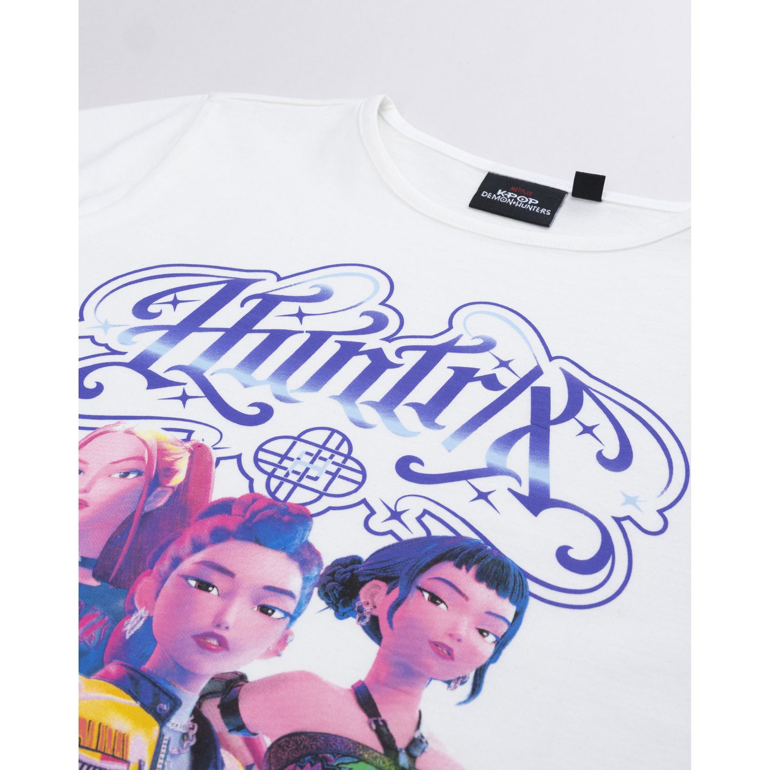 T-shirt bianca bambina k-pop "huntrix group" - KPOP DEMON HUNTERS