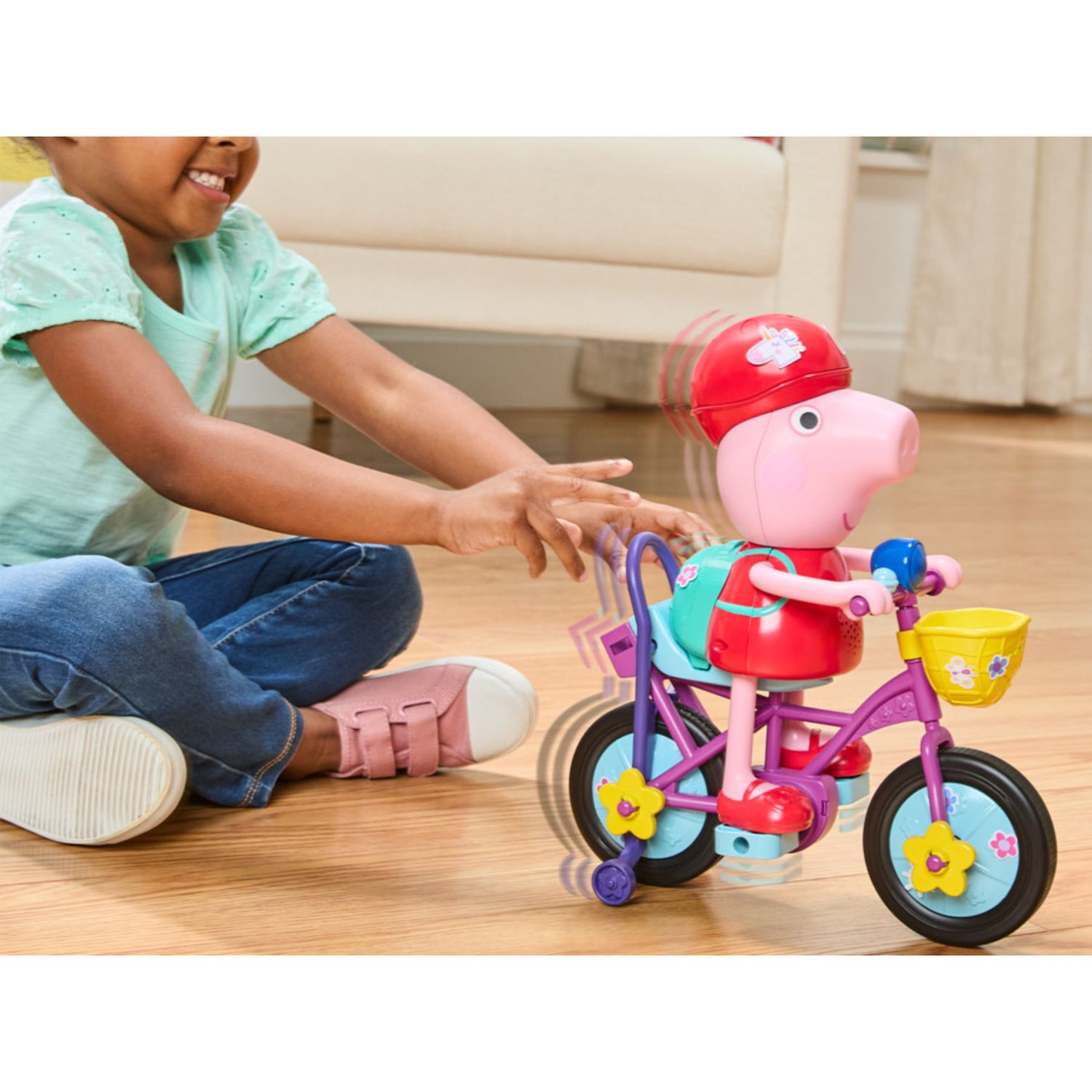 Peppa pig ready, pedal, go peppa – personaggio interattivo con bicicletta - PEPPA PIG