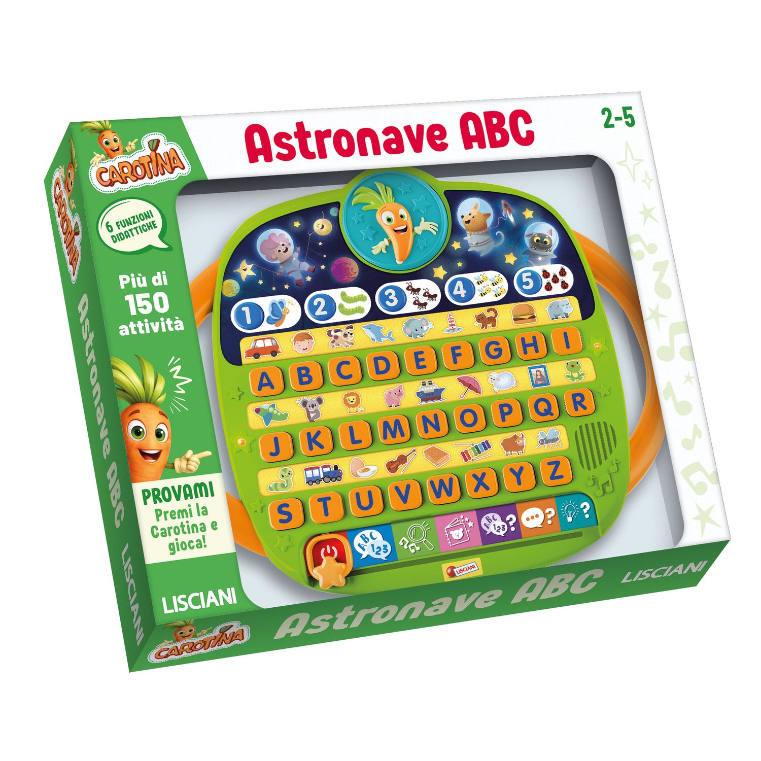 Carotina astronave abc – base didattica interattiva con 6 funzioni educative - CAROTINA