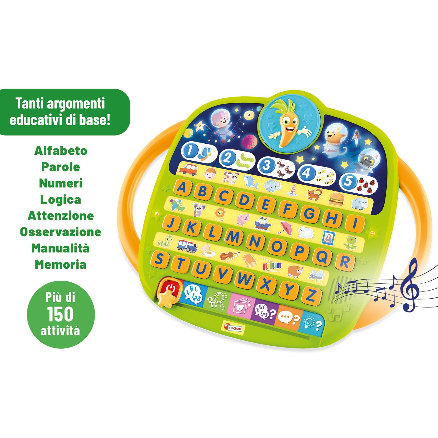 Carotina astronave abc – base didattica interattiva con 6 funzioni educative - CAROTINA