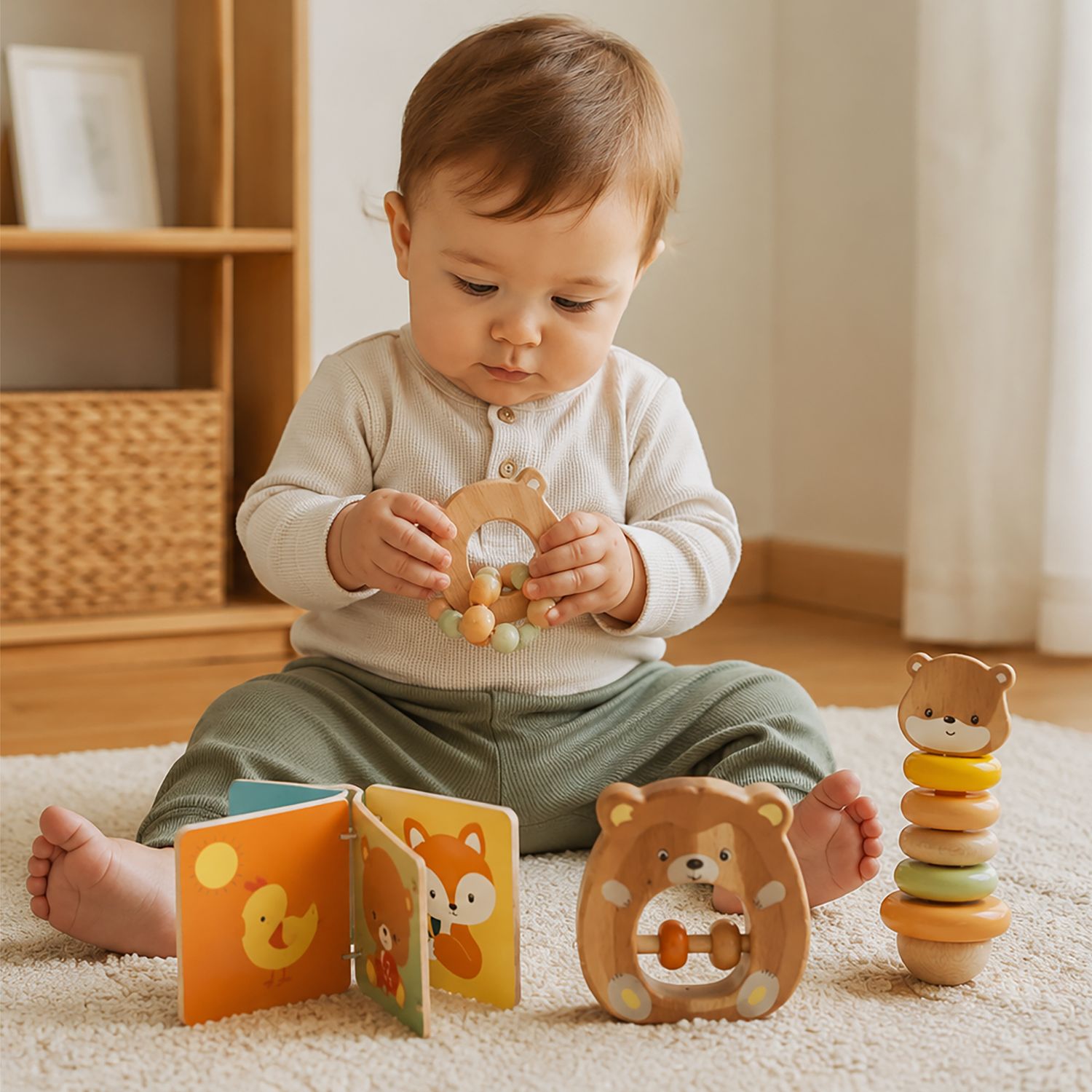 Set bebè 4 attività wood 'n' play - gioco educativo in legno naturale per sviluppo sensoriale - WOOD 'N' PLAY