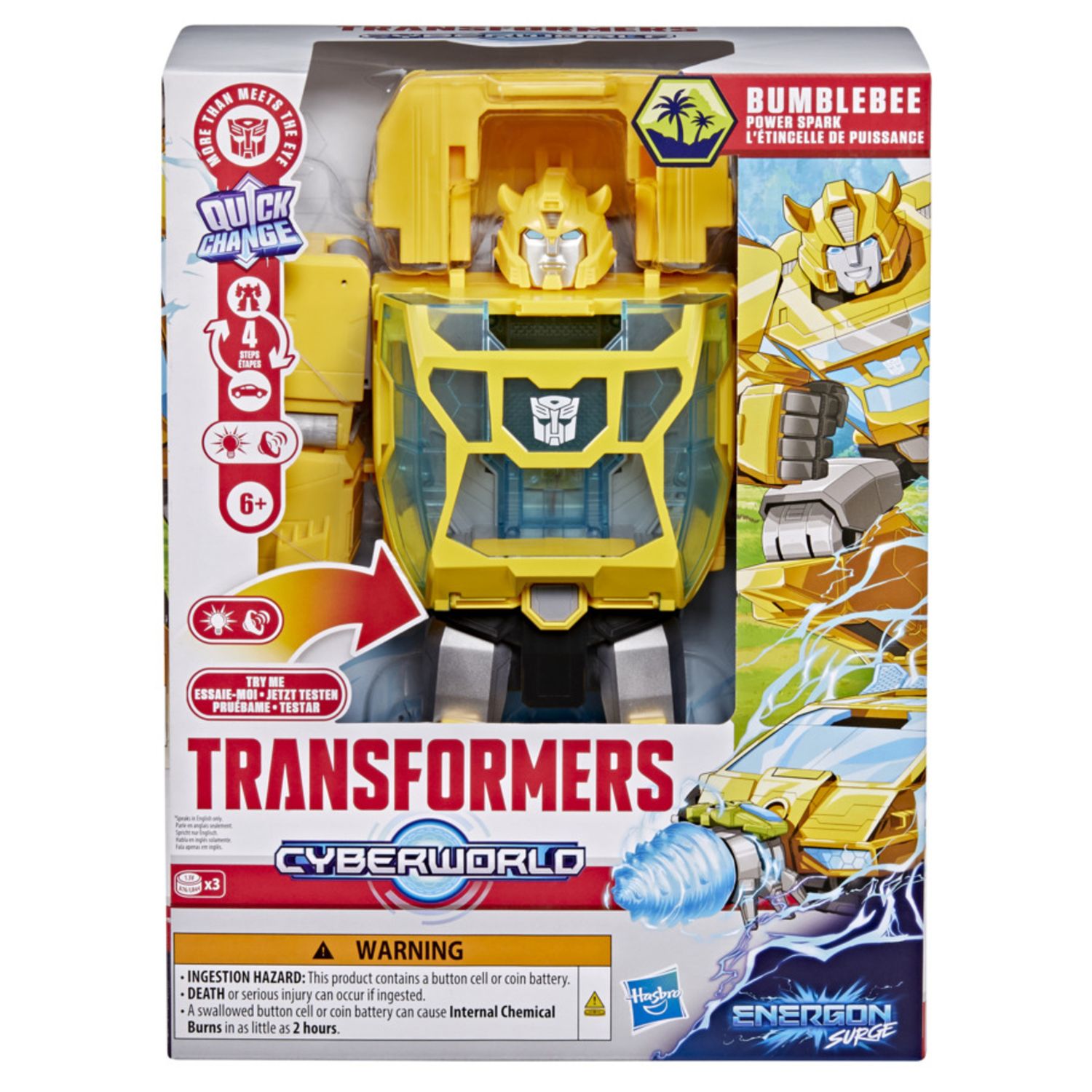 Transformers giocattoli cyberworld bumblebee power spark energon surge, luci e suoni, 6+ - TRANSFORMER