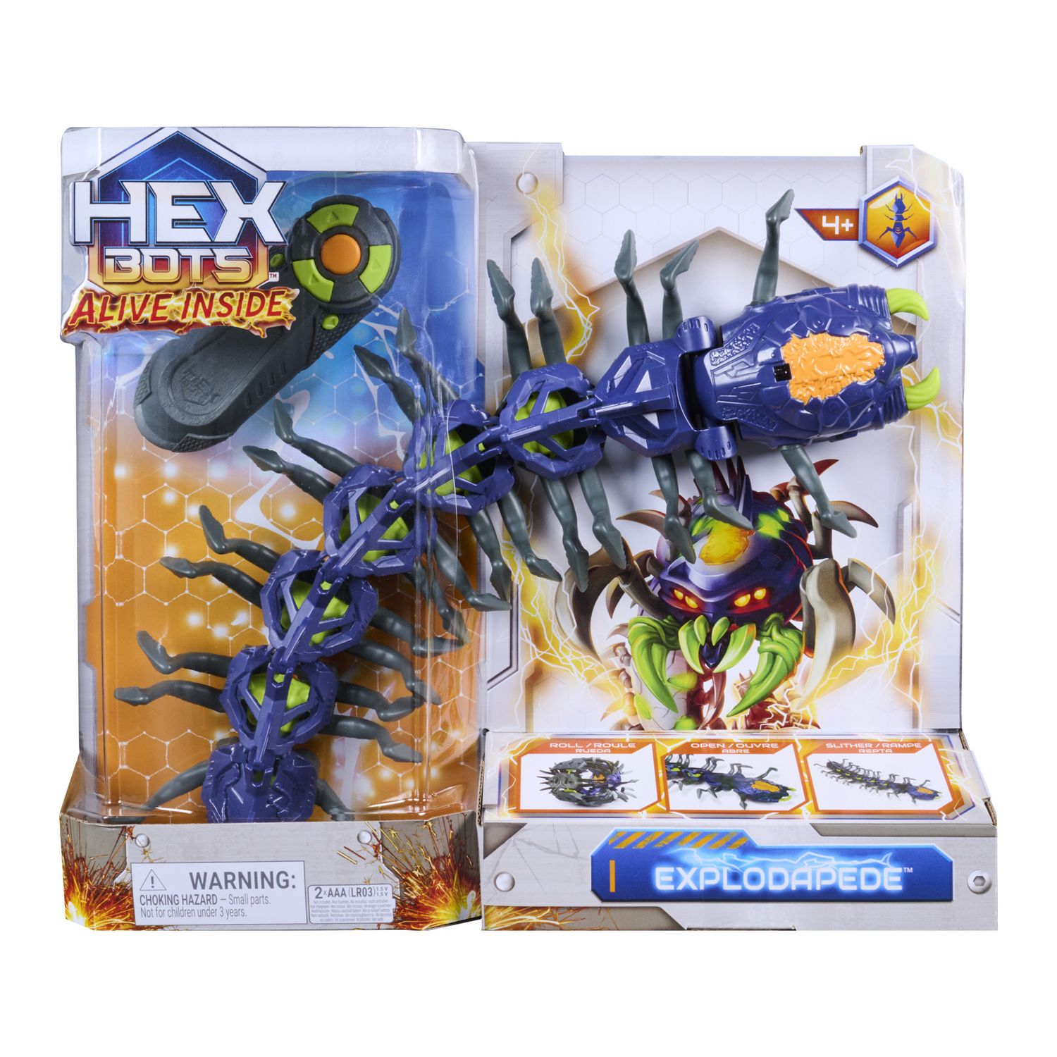 Hex bots explodapede robot centopiedi telecomandato, giocattoli robot con occhi luminosi, giocattoli per bambini dai 4 anni in su - SPIN MASTER