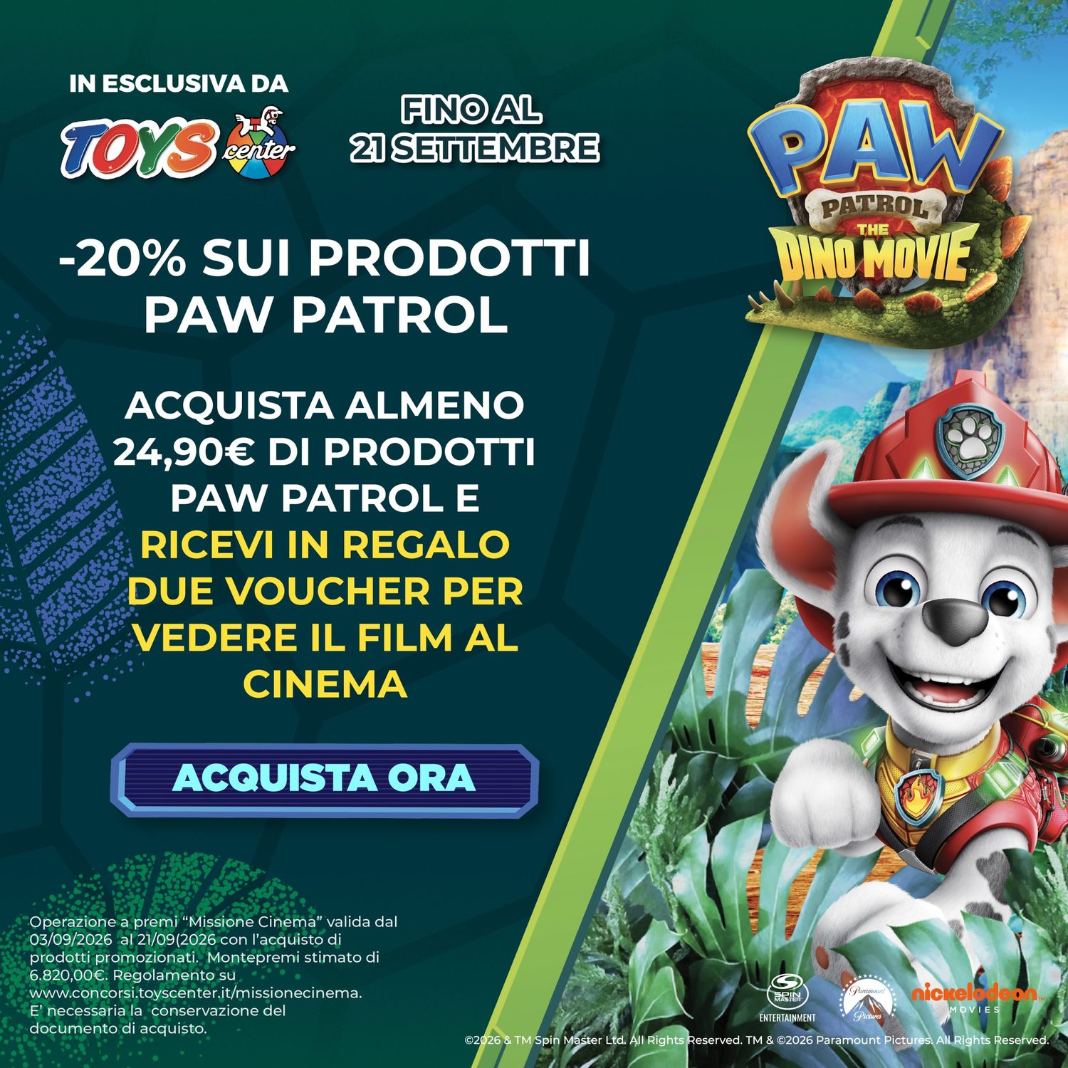 20% sui prodotti Paw Patrol