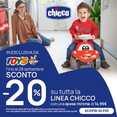 20% DI SCONTO SE RAGGIUNGI 14,99€ DI PRODOTTI CHICCO