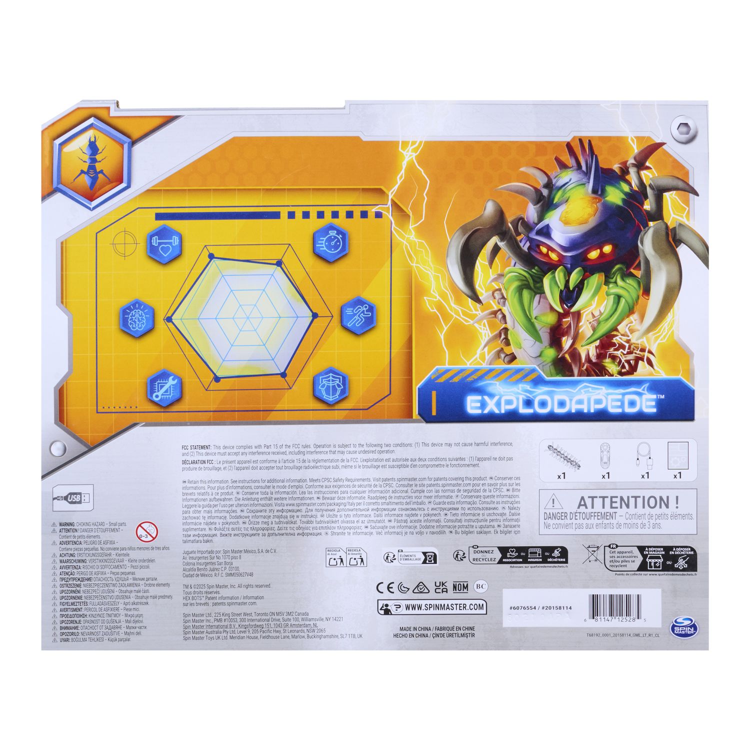 Hex bots explodapede robot centopiedi telecomandato, giocattoli robot con occhi luminosi, giocattoli per bambini dai 4 anni in su - SPIN MASTER