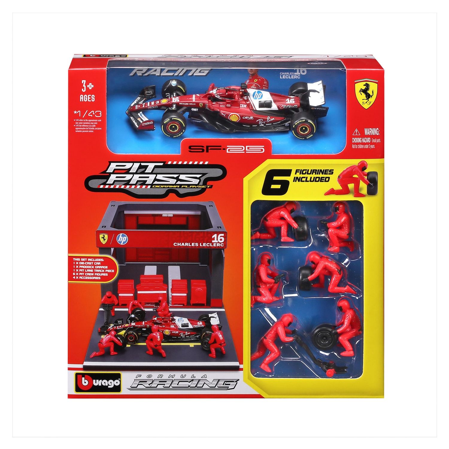 Merchandising Bburago: Pit Stop Ferrari Sf-25 #16 Leclerc - Immagine 4
